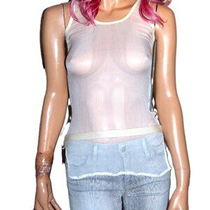Link Lux Beige Sweater Sheer Tank Top S